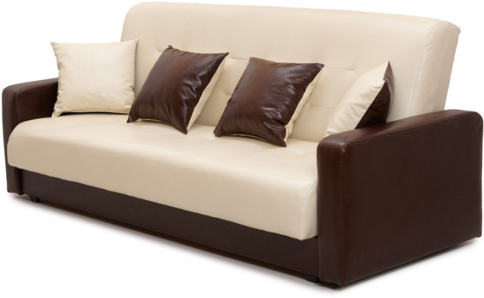 Диван-книжка Аккорд 120х190, экокожа коричнево-бежевый