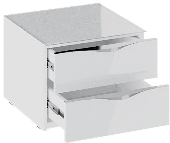 Глосс ТД 319.03.01 Тумба прикроватная с 2 ящиками (Белый глянец/Стекло)