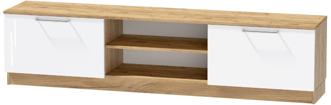 Тумба-2 под ТВ напольная "Иннэс-7", Крафт золотой/Белый глянец