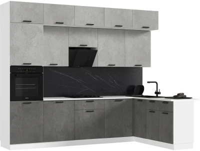 ЛДСП Кухня Рио NEW 3,0х1,8м Компановка №2 бетон светлый/бетон темный (антарес)