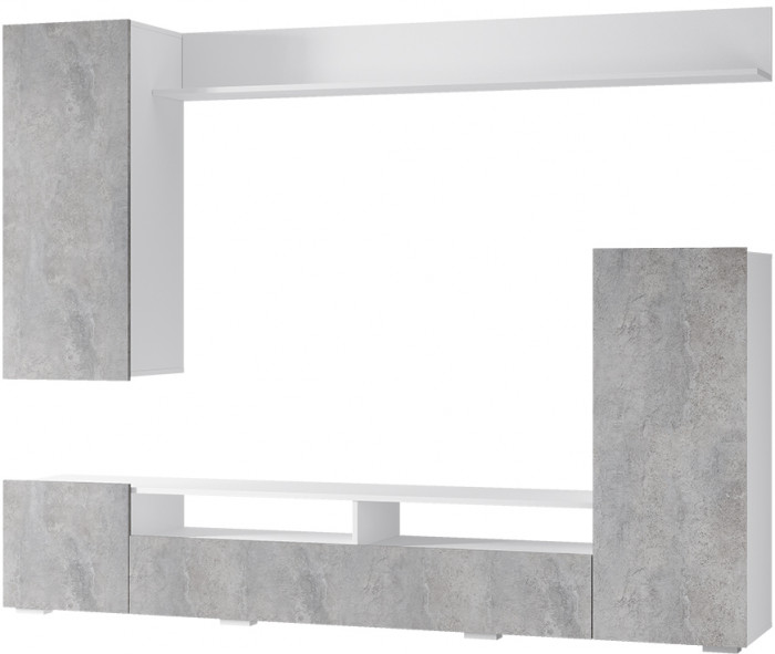 Стенка в гостиную Диаманд, белый/цемент