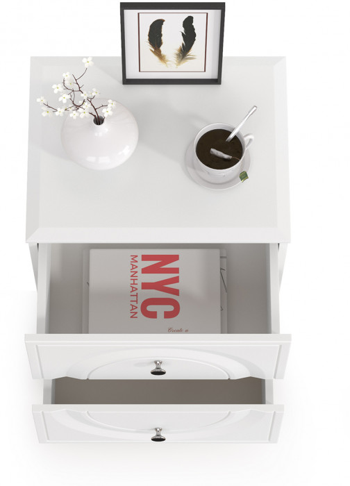 Валенсия Спальня 13.291 Тумба прикроватная, цвет ЛДСП белый шагрень/МДФ белый шагрень, ШхГхВ 49,2х38,4х64 см.