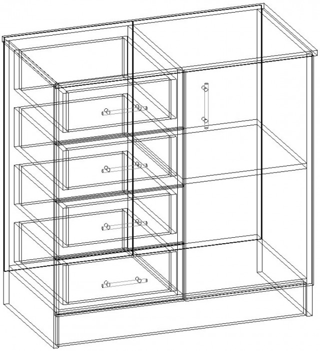 Комод К800-1Д, Вотан/Белый гладкий