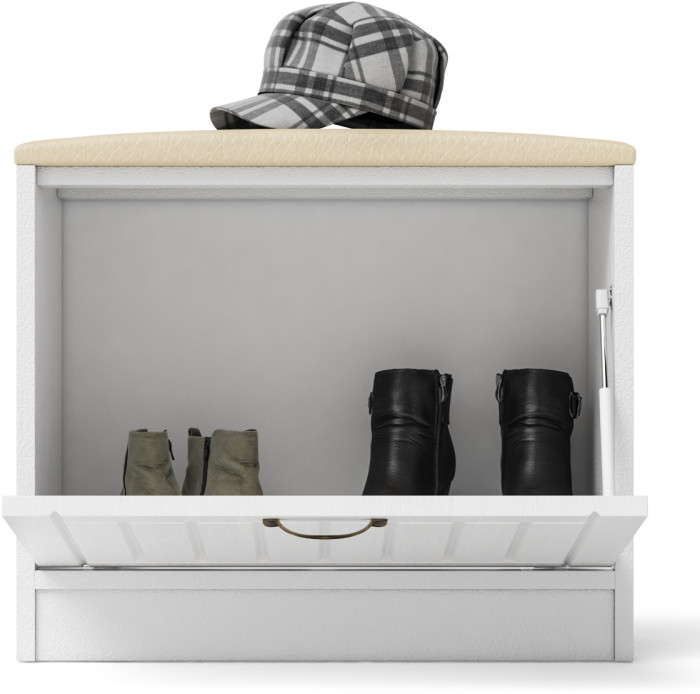 Прихожая П-6 Тумба, цвет белая шагрень/фасады МДФ белое дерево фрезеровка прованс, ШхГхВ 60х35х50 см.