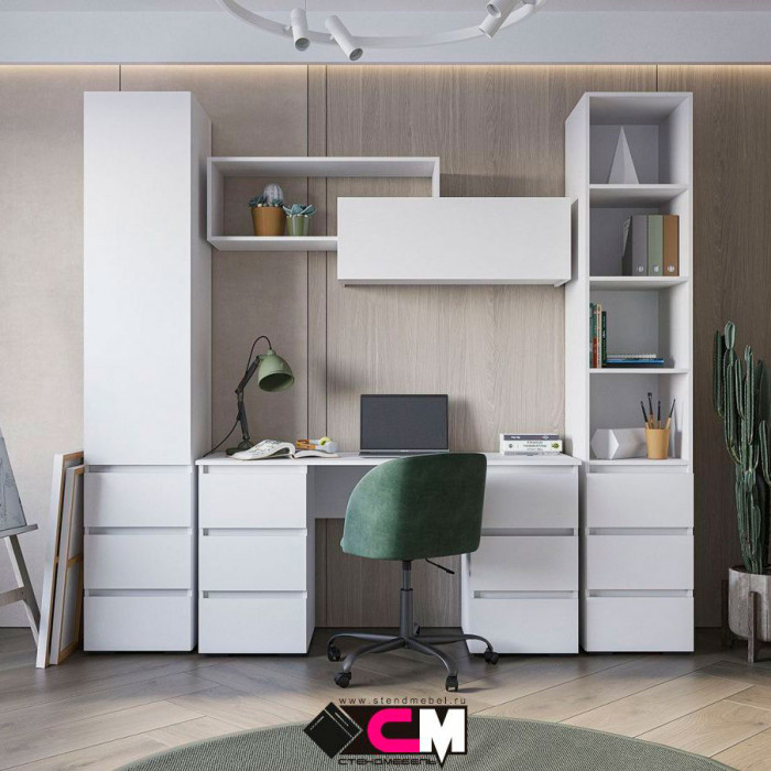 Хелен ПС 02 Письменный стол (1,420х0,730х0,500) белый/дуб крафт золото