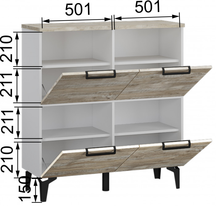 Модульная прихожая Чикаго, набор 1, Дуб юкон/Белый