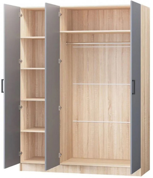 Карина-6 МДФ Шкаф 3 дверный (Графит, Дуб Сонома)