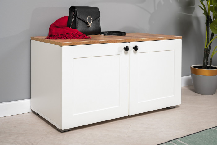 Остин Прихожая 49, цвет белый шагрень/дуб крафт золотой, ШхГхВ 280х54,3х229,6 см., универсальная сборка