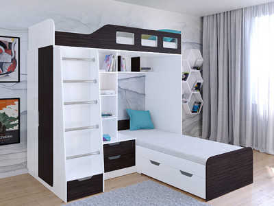 Кровать двухъярусная Астра 4  Белый/Венге