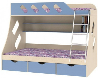 Дельта-20.01 Детская двухъярусная кровать с лестницей (Желтый, Дуб Сонома)