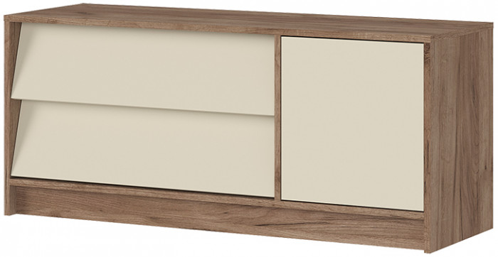 РЕЙН ТВ 01 Тумба под ТВ (1200х520х400) Фасад КАШЕМИР/Корпус ДУБ КРАФТ ТАБАЧНЫЙ