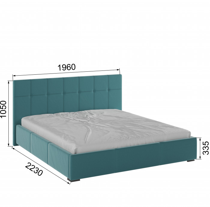 Рио Кровать интерьерная 180 бирюза квадрат, ортопед