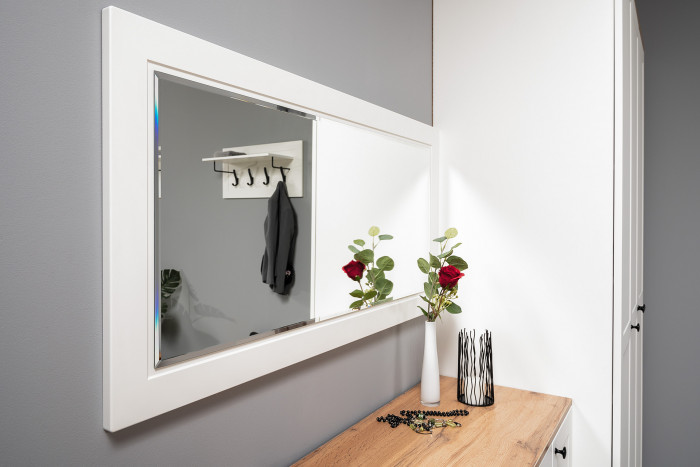 Остин 16.121 Тумба для обуви + 17.03 Зеркало, цвет белый шагрень/дуб крафт золотой, ШхГхВ 80х41,6х229 см.