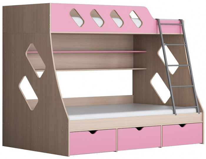 Дельта-20.01 Детская двухъярусная кровать с лестницей (Желтый, Ясень шимо светлый)