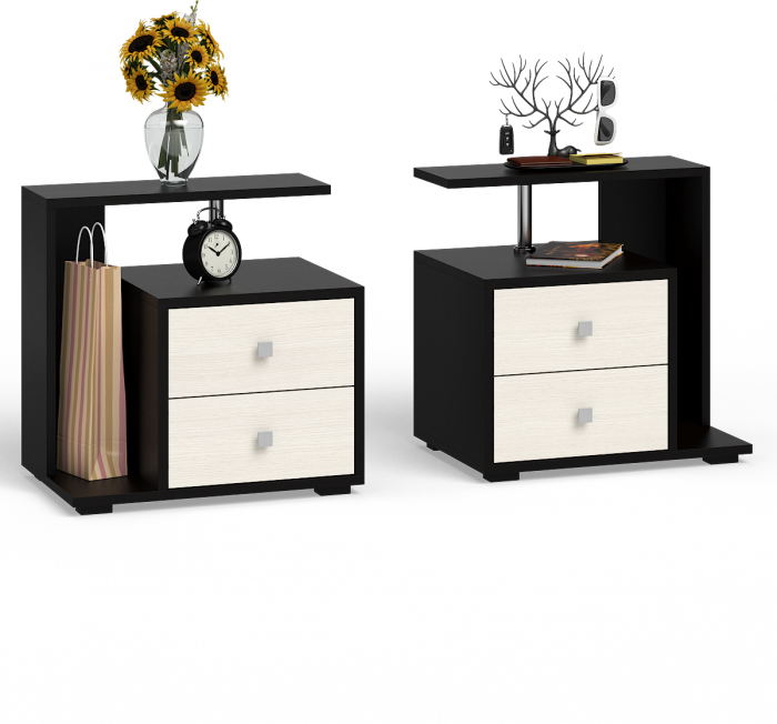 Камелия Кровать 1200 + две тумбы, цвет венге/дуб лоредо, ШхГхВ 236х217х78,2 см., сп.м. 1200х2000 мм., без матраса, основание есть