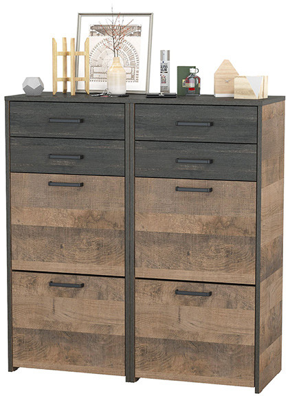 Трувор 13.241.06 Тумба для обуви + 13.241.06 Тумба для обуви, цвет дуб гранж песочный/интра, ШхГхВ 100х37х106,9 см.