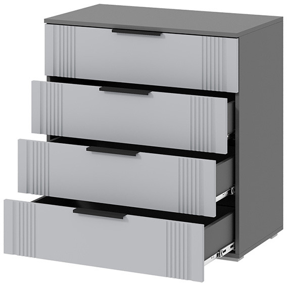 Комод Альмерия КМ-800, Серый графит, Бархат серый