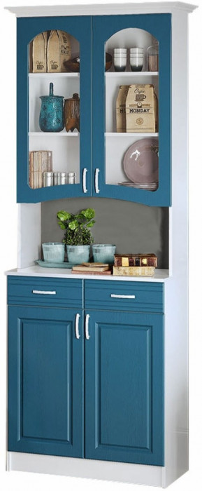 Буфет Констанция 2-х створчатый (Белый матовый / голубой)