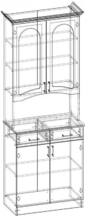 Буфет Констанция 2-х створчатый (Белый матовый / голубой)
