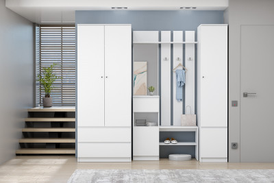 Модульная Прихожая Кэт-1, набор 5, Белый/Белый