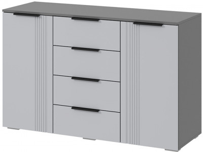 Комод Альмерия КМ-1300, Серый графит, Бархат серый