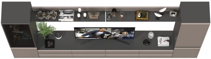 Сидней Комплектация № 104, цвет корпус: антрацит/фасады: МДФ веллюто капучино, ШхГхВ 359,8х41,3х205,2 см., универсальная сборка