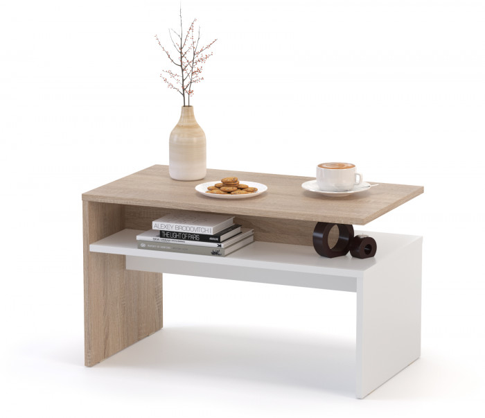 КР100 Лайт Стол журнальный 03.235, цвет дуб сонома/белый, ШхГхВ 70х40х41,7 см.(кр96)