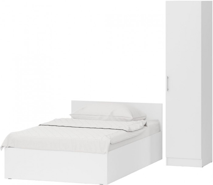 Кровать с ящиками 1200 + Пенал Стандарт, цвет белый, ШхГхВ 123,5х203,5х70 + 45х52х200 см., сп.м. 1200х2000 мм., без матраса, основание есть