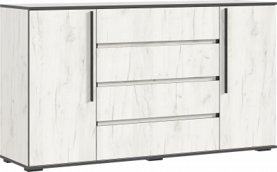 Норд Комод 2 двери 4 ящика (1600), Дуб Крафт Белый