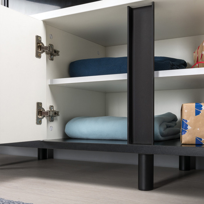 Валенсия Спальня № 11, цвет ЛДСП белый шагрень/чёрный/МДФ белый шагрень, ортопед есть, сп. м. 1600х2000 мм., б/м