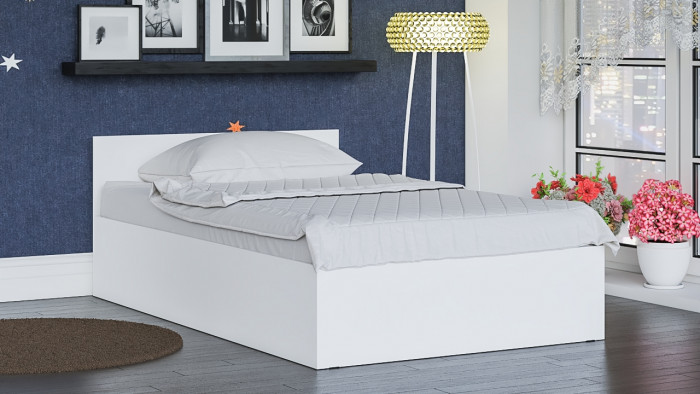 Мори Кровать 1200, цвет белый, ШхГхВ 123,5х203,5х70 см., сп.м. 1200х2000 мм., без матраса, основание есть