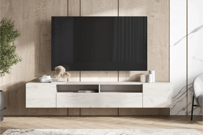 Тумба под ТВ Сити, дуб крафт белый (Дуб Крафт белый)