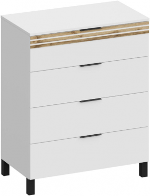 Комод 4 ящика КМ-4102, Белый/Профиль МДФ Дуб вотан