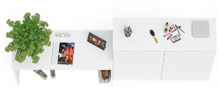 Мори Стол письменный МСП1200.1 + Комод МК1200.10, цвет белый, ШхГхВ 240,8х50х115 см., универсальная сборка