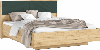 Флэш Кровать парящая 160 с ортопедом металл, крафт золотой/браш грин