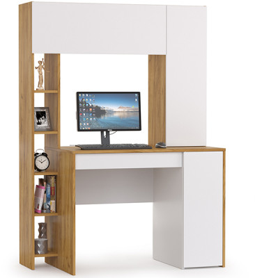 Стол компьютерный Комфорт 12.71, цвет дуб золотой/белый, ШхГхВ 116,7х60,2х165,4 см., НЕ универсальная сборка