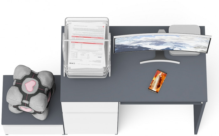 Мори Стол компьютерный МС-1 левый + Тумба ТМП400.1, цвет графит/белый, ШхГхВ 130,4х50х76,6 см., выдвижной ящик слева, НЕ универсальная сборка