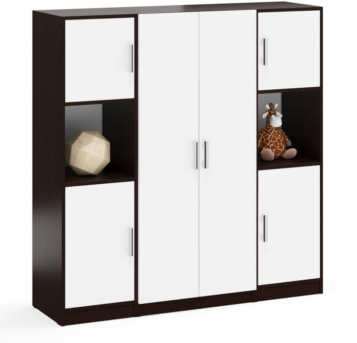 Шкаф С-МД-СК9Ш+Пенал С-МД-СК9П+Пенал С-МД-СК9П, цвет венге/белый шагрень, ШхГхВ 156х45х160 см., универсальная сборка