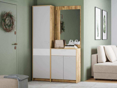 Прихожая Нортон 2 Дуб крафт золотой/белый/серый камень