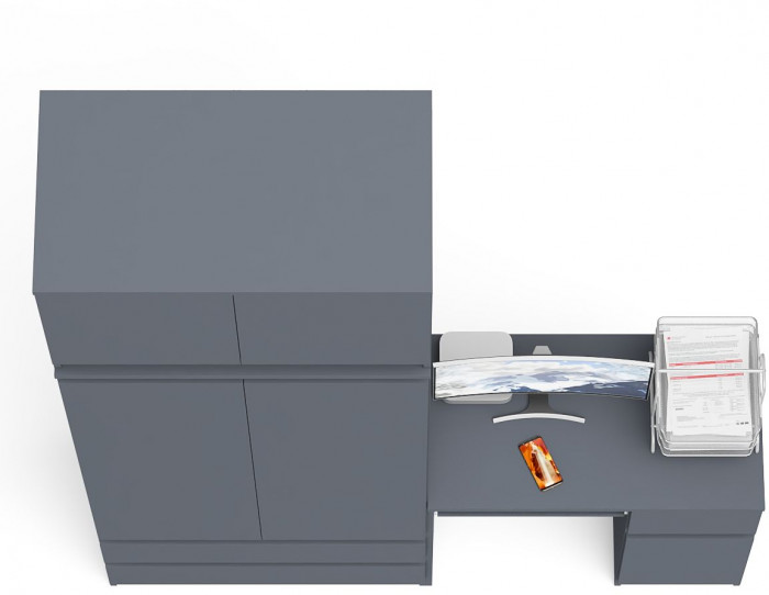 Мори компьютерный стол МС-1 правый + Шкаф МШ900.1 + Антресоль МА900.1, графит