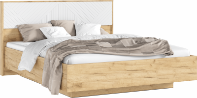 Флэш Кровать парящая 160 с ортопедом металл, крафт золотой/браш вайт