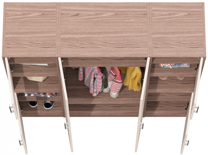 Шкаф С-МД-СК9Ш+Пенал С-МД-СК9П+Пенал С-МД-СК9П, цвет ясень шимо светлый/ясень шимо тёмный, ШхГхВ 156х45х160 см., универсальная сборка