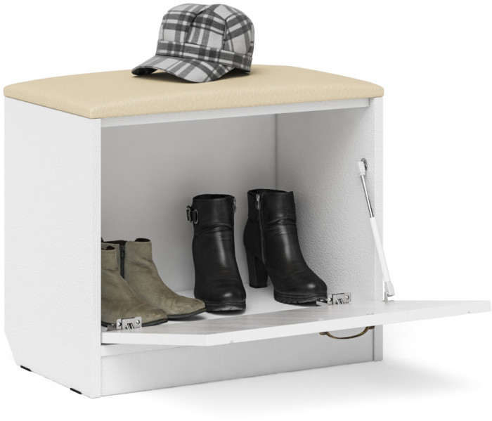 Прихожая П-6 Тумба, цвет белая шагрень/фасады МДФ белое дерево фрезеровка прованс, ШхГхВ 60х35х50 см.