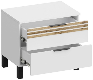 Тумба прикроватная с 2-мя ящиками ТП-4101, Белый/Профиль МДФ Дуб вотан
