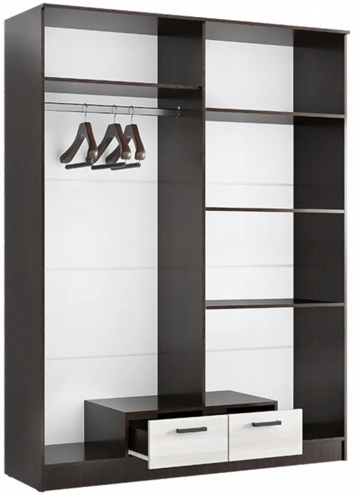 Адель Шкаф 1,6 + полки, вотан/Белый глянец