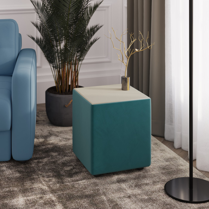 Пуфик "Стивен", Бирюза/МДФ клен кремовый