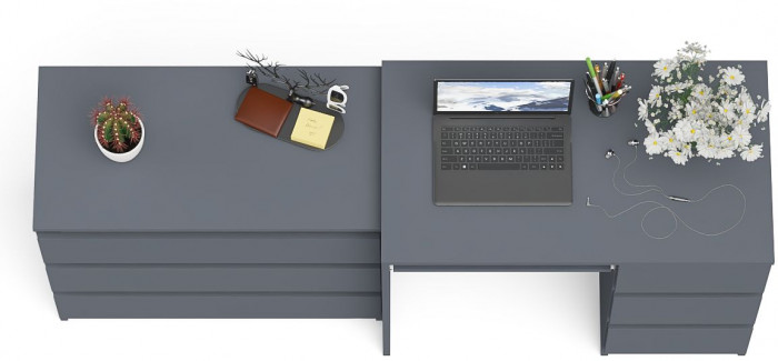 Мори Стол компьютерный МС-6 правый + Комод МК800.1, цвет графит, ШхГхВ 170,4х50х76,6 см., выдвижные ящики справа, НЕ универсальная сборка