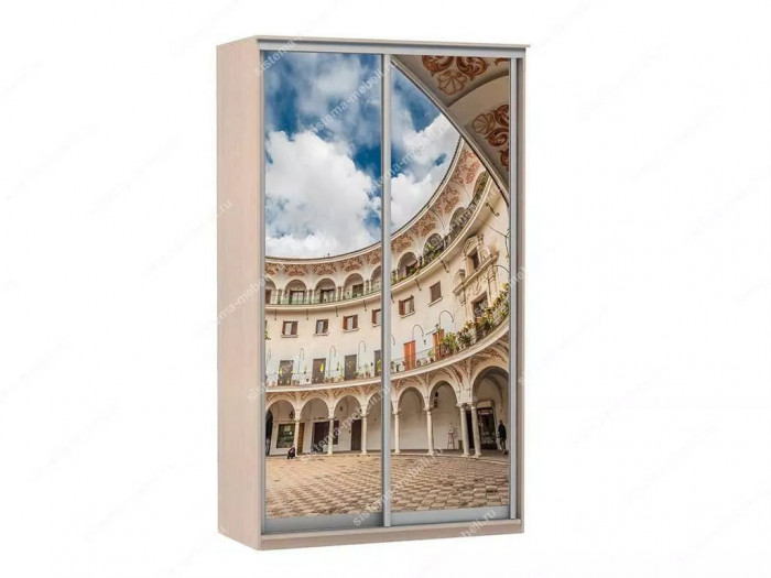 Шкаф купе Модерн 1190х600 2-х дверный 2-х секционный фотопечать №2 ясень