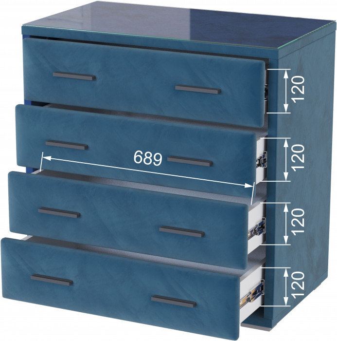 Интерьерный комод со стеклом атлантида