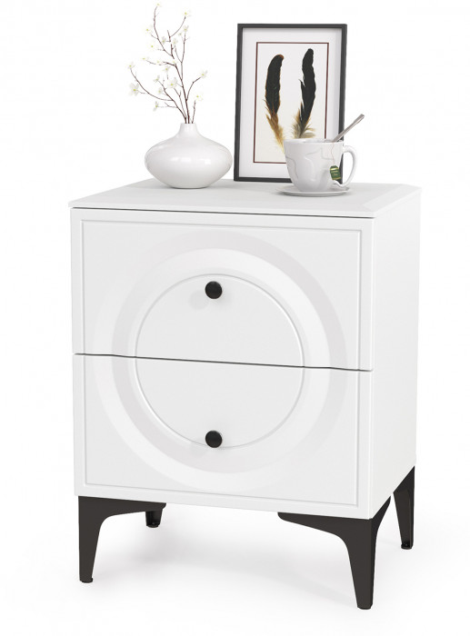 Валенсия Спальня № 35, цвет ЛДСП белый шагрень/чёрный/МДФ белый шагрень, ортопед есть, сп. м. 1600х2000 мм., б/м